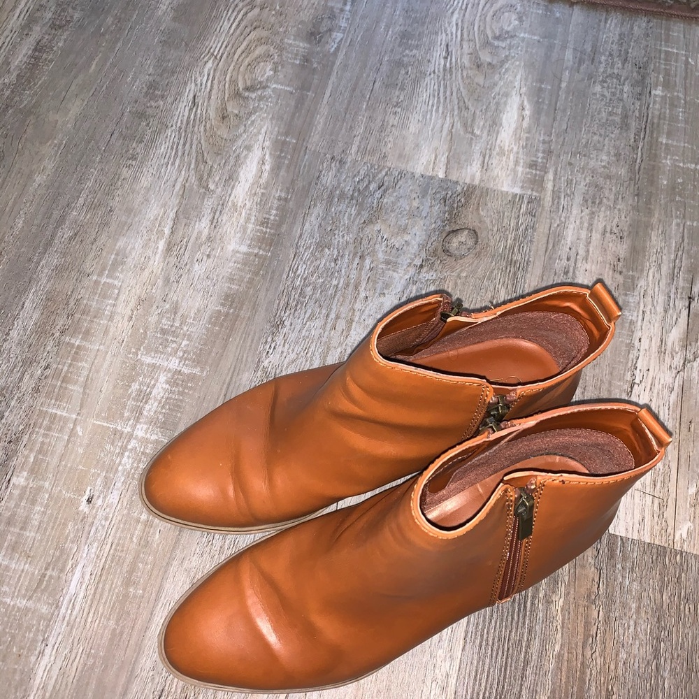 Orange brown ankle boots leather